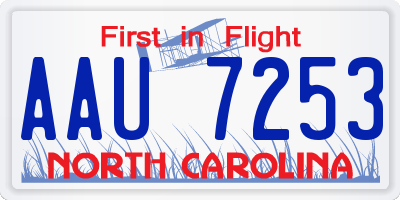 NC license plate AAU7253