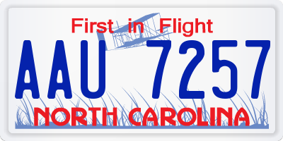 NC license plate AAU7257