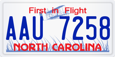 NC license plate AAU7258