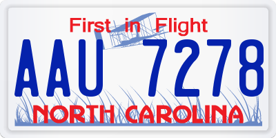 NC license plate AAU7278