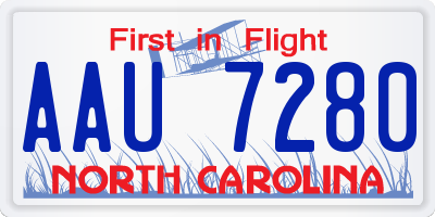 NC license plate AAU7280
