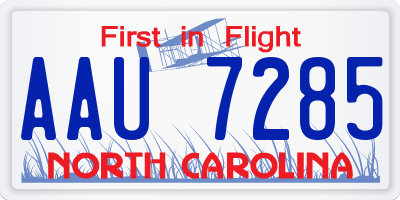 NC license plate AAU7285