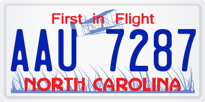 NC license plate AAU7287