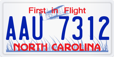 NC license plate AAU7312