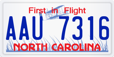 NC license plate AAU7316