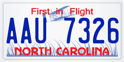 NC license plate AAU7326