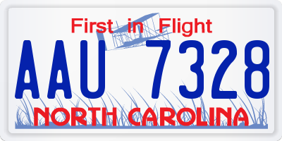 NC license plate AAU7328