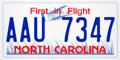 NC license plate AAU7347