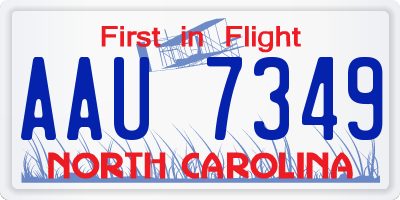 NC license plate AAU7349