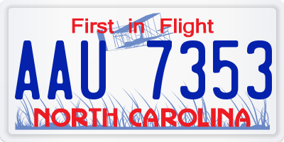 NC license plate AAU7353