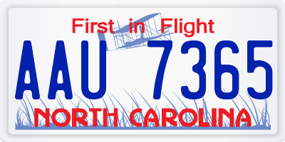 NC license plate AAU7365