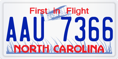 NC license plate AAU7366