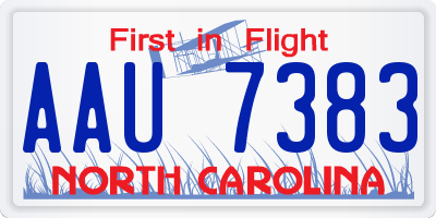 NC license plate AAU7383