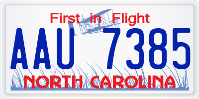 NC license plate AAU7385