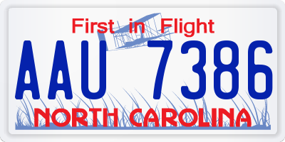 NC license plate AAU7386