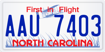 NC license plate AAU7403