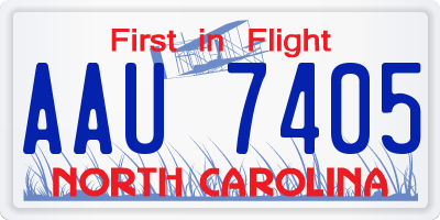 NC license plate AAU7405