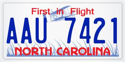 NC license plate AAU7421