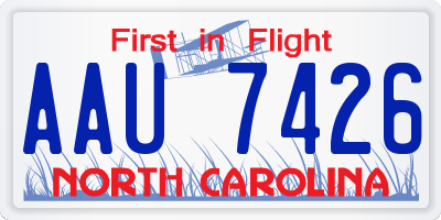 NC license plate AAU7426