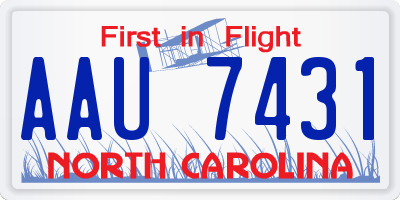 NC license plate AAU7431