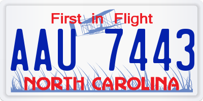 NC license plate AAU7443