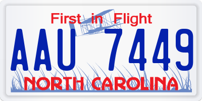 NC license plate AAU7449