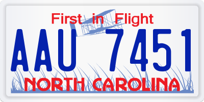 NC license plate AAU7451