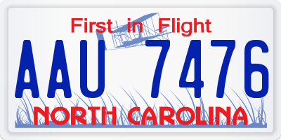 NC license plate AAU7476