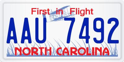 NC license plate AAU7492