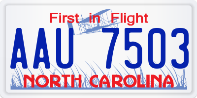 NC license plate AAU7503