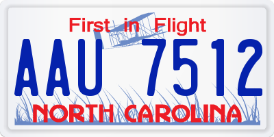 NC license plate AAU7512