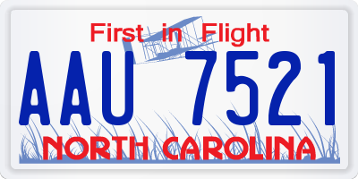 NC license plate AAU7521