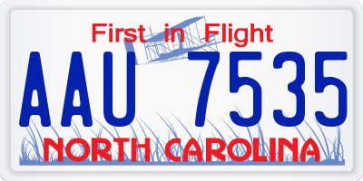 NC license plate AAU7535
