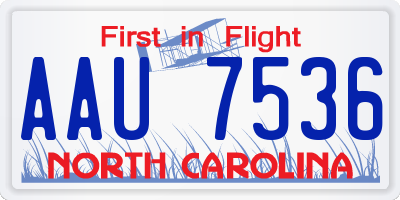 NC license plate AAU7536