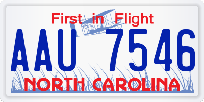 NC license plate AAU7546