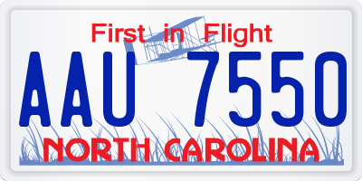 NC license plate AAU7550
