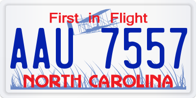 NC license plate AAU7557