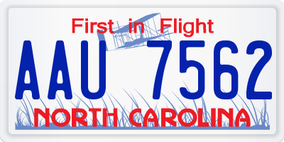 NC license plate AAU7562