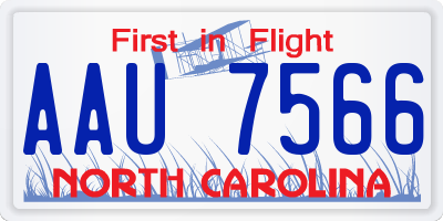 NC license plate AAU7566