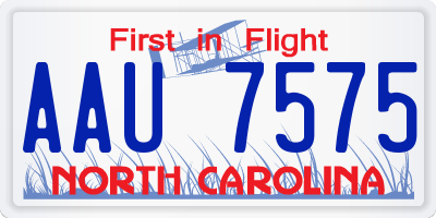 NC license plate AAU7575