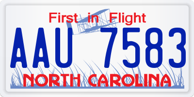 NC license plate AAU7583