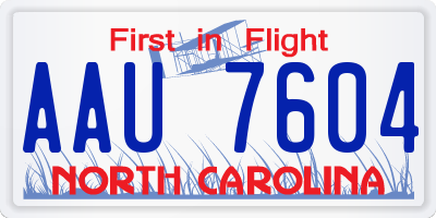 NC license plate AAU7604