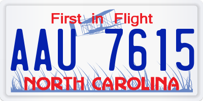 NC license plate AAU7615