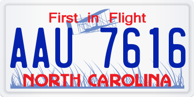 NC license plate AAU7616