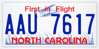 NC license plate AAU7617