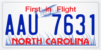 NC license plate AAU7631