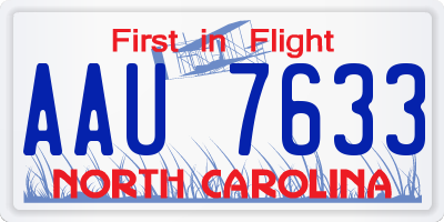 NC license plate AAU7633