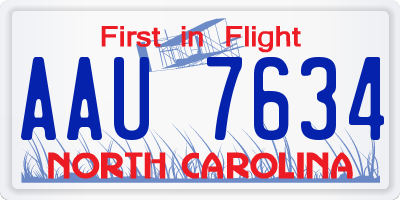 NC license plate AAU7634