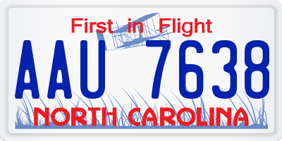 NC license plate AAU7638