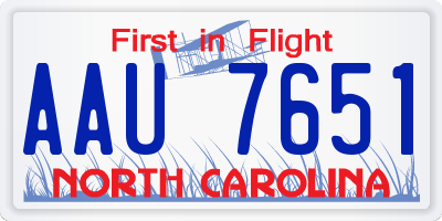 NC license plate AAU7651